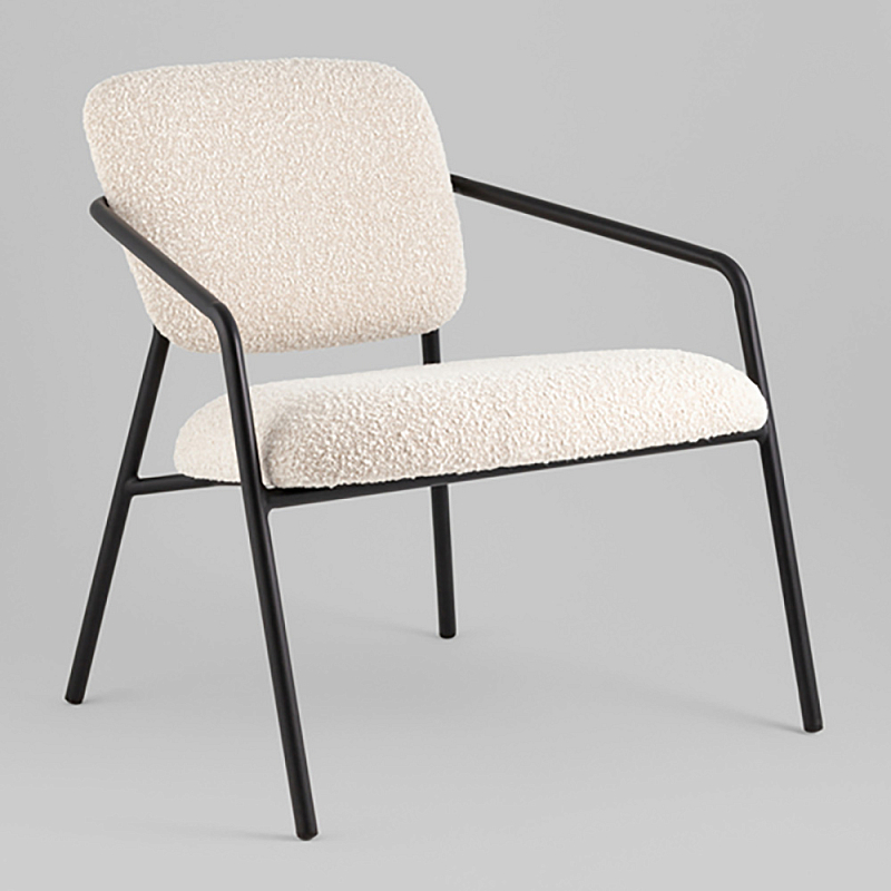 Кресло лаунж Rooney букле белый Белый Черный в Самаре | Loft Concept 