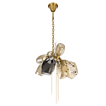 Люстра подвесная со стеклянными плафонами из дымчатого и золотистого с тремя вертикальными подвесками Gilded Mirage  варинант исполнения - 5 | Loft Concept в Самаре