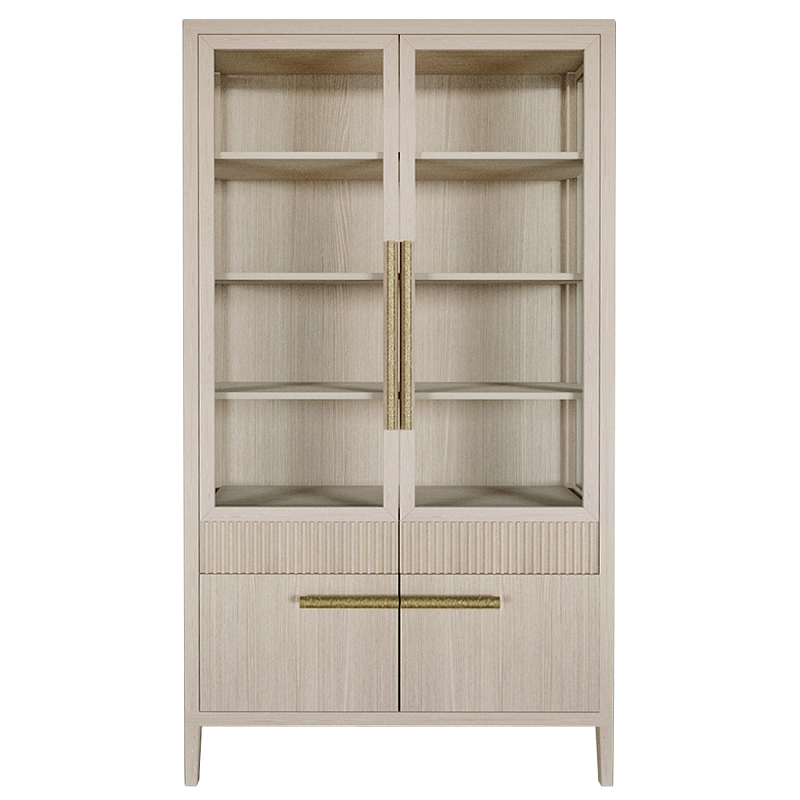 Витрина Primo со стеклянными фасадами и буфетом шпон Светлый дуб Древесина Золотой в Самаре | Loft Concept 