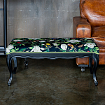 Банкетка из натурального бука черная с изображением птиц и цветов Blooming Birds варинант исполнения - 2 | Loft Concept в Самаре