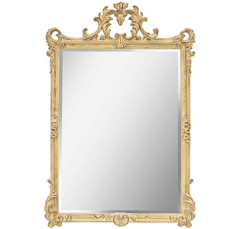 Зеркало настенное в раме бежевого цвета с эффектом старины Classic Ornament Mirror Бежевый Зеркало в Самаре | Loft Concept 