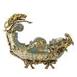 Чаша голубого цвета с оранментом и и бронзовыми фигурами леопардов Eden Garden варинант исполнения - 1 | Loft Concept в Самаре