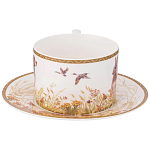 Чайная пара из фарфора с изображением собаки и зайцев 300 мл Hunting Porcelain Collection 2 варинант исполнения - 2 | Loft Concept в Самаре