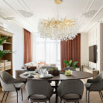 Люстра с хрустальными подвесками на металлических ветках Fairytree Light Gold Chandelier 18 варинант исполнения - 2 | Loft Concept в Самаре