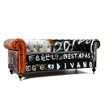 Диван Честерфильд граффити graffiti Orange Sofa натуральная кожа варинант исполнения - 1 | Loft Concept в Самаре