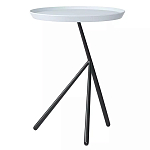 Столик приставной с круглой серой столешницей и черным основанием Round Stable Table варинант исполнения - 1 | Loft Concept в Самаре