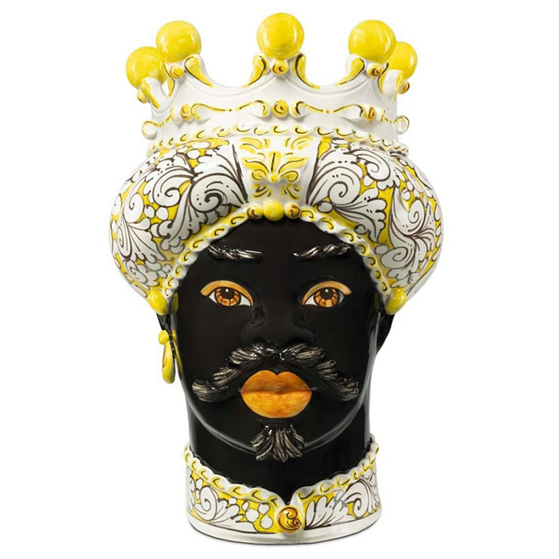 Ваза Vase Moro Man Ornate Yellow Черный Желтый Белый Ваза Vase Moro Man Ornate Yellow Черный Желтый Белый в Самаре | Loft Concept