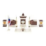 Настольный письменный набор из мрамора и лемезита с гербом и флагом России Marble Accessory варинант исполнения - 1 | Loft Concept в Самаре