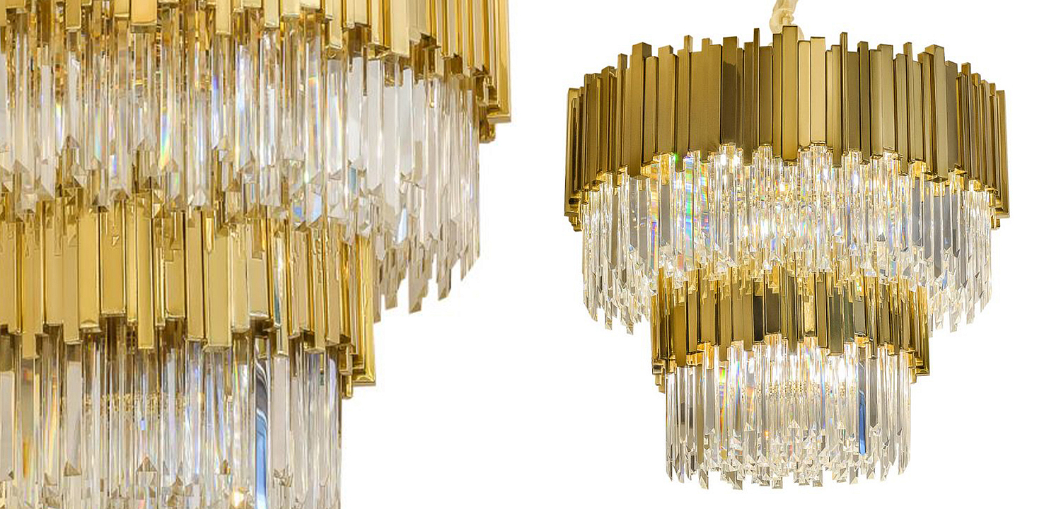 Круглая многоярусная люстра Luxxu Modern Cascade Chandelier Gold Metal Glass Круглая многоярусная люстра Luxxu Modern Cascade Chandelier Gold Metal Glass - Loft-Concept в Самаре