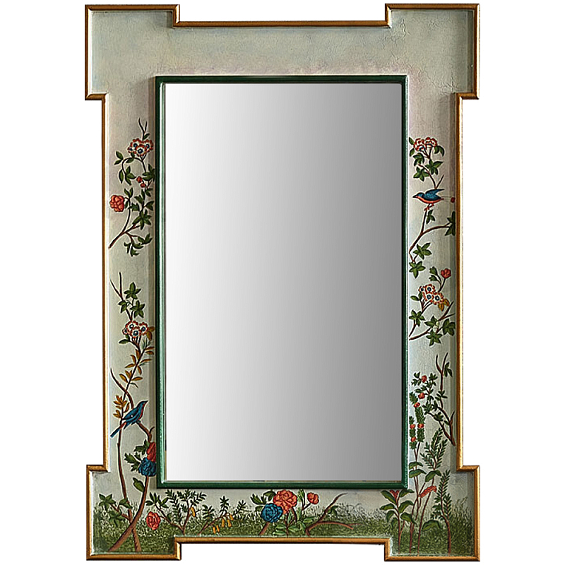 Зеркало в стиле Шинуазри ручная роспись Chinoiserie Garden White Mirror Мульти Белый Зеркало в стиле Шинуазри ручная роспись Chinoiserie Garden White Mirror Мульти Белый в Самаре | Loft Concept