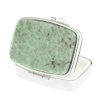 Таблетница карманная прямоугольная с 2-мя отделениями с зеркалом и накладкой из натурального камня Жадеит Silver Stone Pillboxes варинант исполнения - 2 | Loft Concept в Самаре