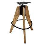 Барный стул со спинкой и металлической подставкой на 3-х деревянных ножках Горчичный Велюр Vendramin Chair варинант исполнения - 4 | Loft Concept в Самаре