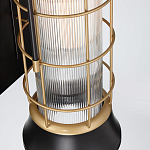 Настенный фонарь цилиндрической формы с рифленым стеклом в золотом каркасе на черном прямоугольном основании Eurofase варинант исполнения - 3 | Loft Concept в Самаре