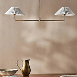 Люстра линейная с 2-мя белыми плиссированными тканевыми абажурами Combination варинант исполнения - 2 | Loft Concept в Самаре