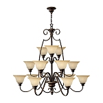 Люстра трехъярусная бронзового цвета с 15-ю кремовыми плафонами в форме чаш Hinkley варинант исполнения - 2 | Loft Concept в Самаре