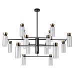 Люстра потолочная с 16-ю цилиндрическими плафонами из стекла и черным каркасом Noir Poise варинант исполнения - 1 | Loft Concept в Самаре