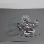 Дизайнерский журнальный стол с круглой прозрачной столешницей и основанием в виде цепи Hua Wang варинант исполнения - 2 | Loft Concept в Самаре