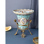 Ваза из голубого фарфора с рисунком птиц и цветов и декоративными элементами Blue Garden варинант исполнения - 6 | Loft Concept в Самаре