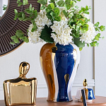 Ваза с крышкой и мазками синего и золого цвета на белом фоне Chinoiserie Ceramics варинант исполнения - 4 | Loft Concept в Самаре