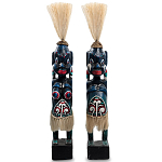 Комплект из 2-х деревянных статуэток Asmat Straw Headdress Statuettes Blue Red варинант исполнения - 4 | Loft Concept в Самаре