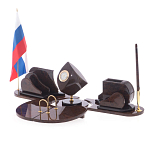 Настольный письменный набор из природного камня обсидиана коричневого Team leader варинант исполнения - 2 | Loft Concept в Самаре