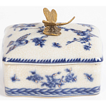 Фарфоровая шкатулка с бронзовой стрекозой Blue and White варинант исполнения - 4 | Loft Concept в Самаре
