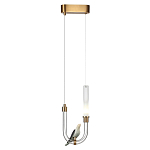 Подвесной светильник с декоративной фигуркой птицы на прозрачной изогнутой трубке Ganthea варинант исполнения - 3 | Loft Concept в Самаре