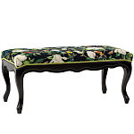 Банкетка из натурального бука черная с изображением птиц и цветов Blooming Birds варинант исполнения - 1 | Loft Concept в Самаре