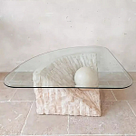 Дизайнерский журнальный стол в виде раковины с жемчужиной под прозрачной столешницей Fahin варинант исполнения - 1 | Loft Concept в Самаре