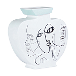 Ваза плоская белая с абстрактными черными линиями в форме лиц Faces of Imagination варинант исполнения - 1 | Loft Concept в Самаре