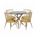 Обеденный стол с чёрной круглой столешницей на золотых ножках Rive Gauche Table варинант исполнения - 3 | Loft Concept в Самаре