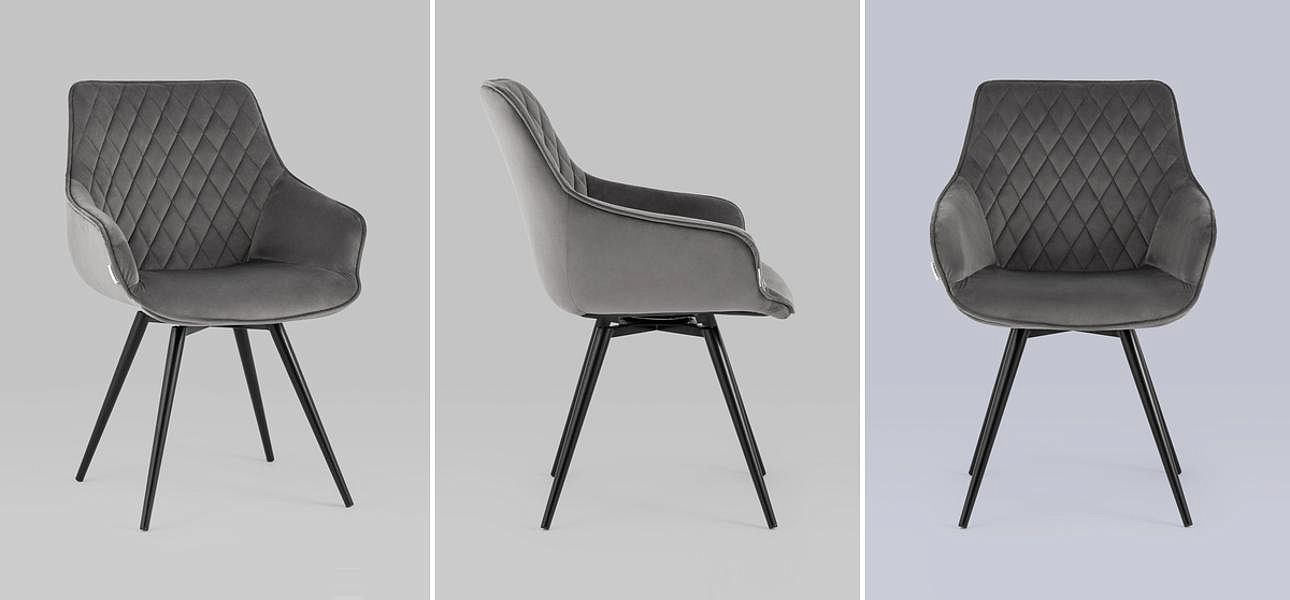 Вращающийся Стул Seoul Chair Серый Велюр Вращающийся Стул Seoul Chair Серый Велюр - Loft-Concept в Самаре