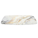 Обеденный стол с прямоугольной столешницей из стекла на черных металлических ножках White Marble варинант исполнения - 3 | Loft Concept в Самаре