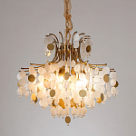 Люстра подвесная с белыми и золотыми круглыми подвесками Диаметр 70 см SHELL Chandelier варинант исполнения - 2 | Loft Concept в Самаре