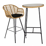 Барный столик с круглой плетеной столешницей Wicker Table Top варинант исполнения - 3 | Loft Concept в Самаре