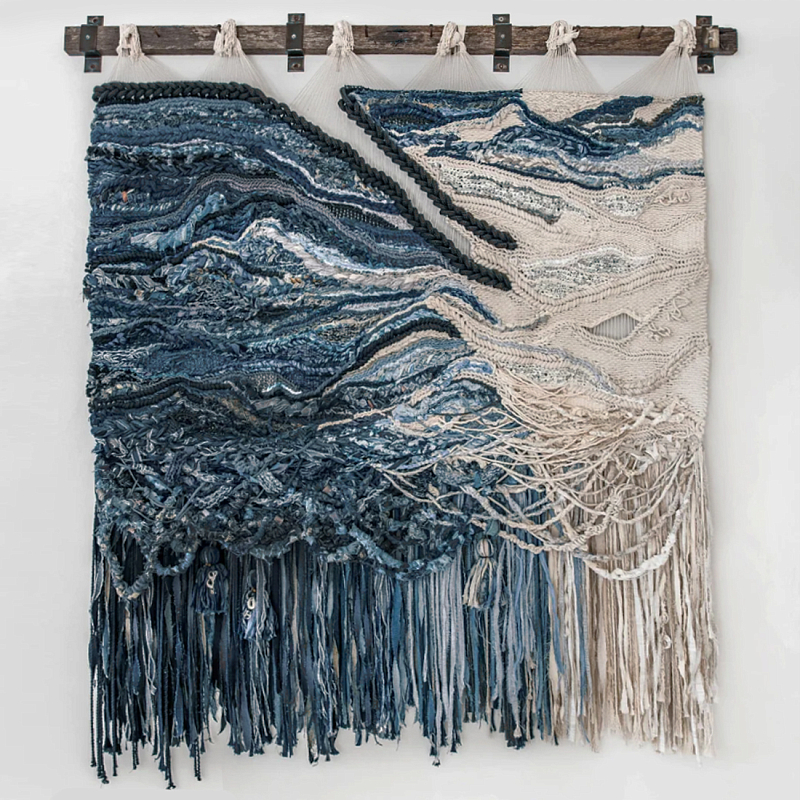 Большой гобелен в синих оттенках Blue Undine Бежевый Синий в Самаре | Loft Concept 