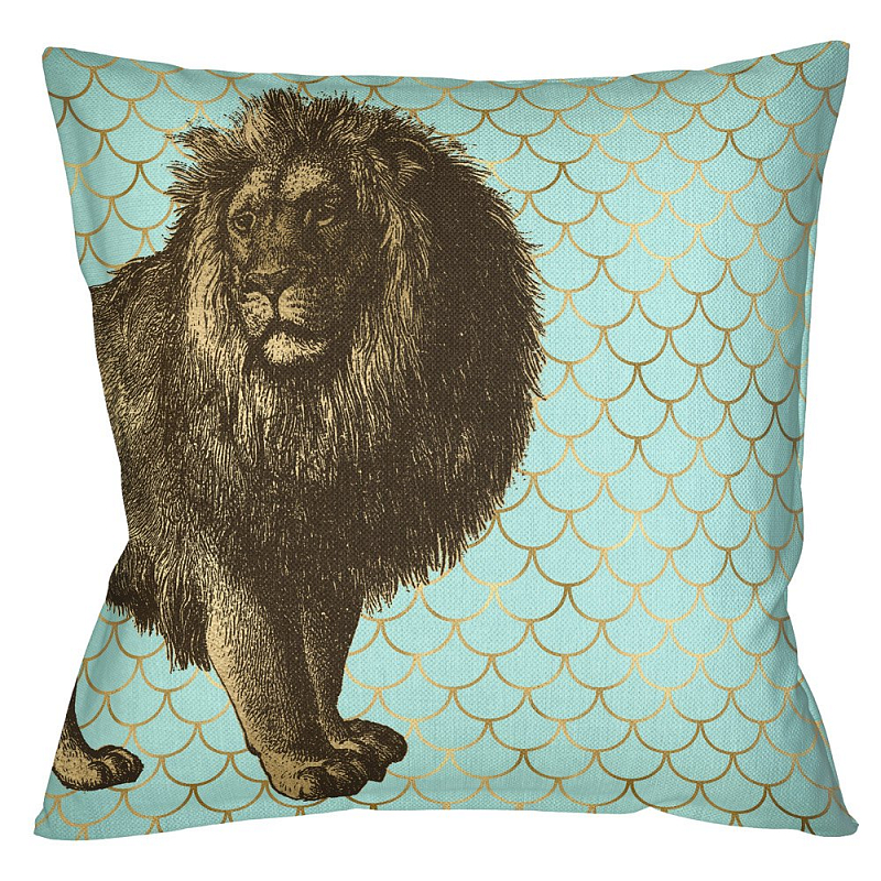 Подушка Safari light blue lion Бирюзовый Глянцевое золото Подушка Safari light blue lion Бирюзовый Глянцевое золото в Самаре | Loft Concept