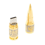 Флешка на 32 гб в виде патрона с гравировкой Герба РФ в подарочной коробке Metal Flash Drive варинант исполнения - 3 | Loft Concept в Самаре