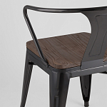 Черный глянцевый стул с сиденьем из натурального дерева TOLIX варинант исполнения - 7 | Loft Concept в Самаре