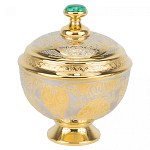 Сахарница металлическая с гравировкой и натуральным камнем Малахит в подарочной коробке Metal Stone Sugar Bowls варинант исполнения - 1 | Loft Concept в Самаре