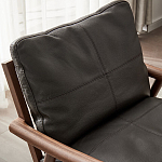 Кресло c каркасом из массива дерева и мягкой кожаной обивкой Walnut Armchair варинант исполнения - 5 | Loft Concept в Самаре