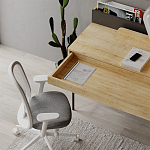 Стол письменный с выдвижным ящиком цвета древесины LEILA WORKING TABLE OAK ANTHRACITE варинант исполнения - 9 | Loft Concept в Самаре