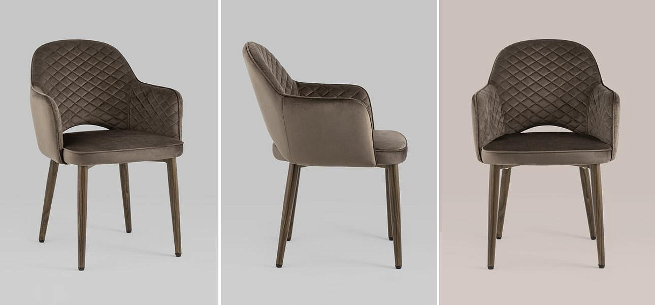 Стул SHARRON ромбы Коричневый Велюр Стул SHARRON ромбы Коричневый Велюр - Loft-Concept в Самаре