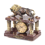 Часы настольные из креноида и бронзы с декором в виде льва Lion Stone Clock варинант исполнения - 3 | Loft Concept в Самаре
