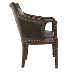 Кресло кожаное на 4-х деревянных ножках из массива березы Ethan Armchair brown варинант исполнения - 1 | Loft Concept в Самаре