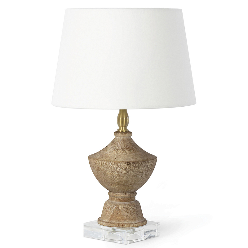 Настольная лампа деревянная с белым абажуром Wooden Table Lamp Коричневый Латунь Белый Настольная лампа деревянная с белым абажуром Wooden Table Lamp Коричневый Латунь Белый в Самаре | Loft Concept