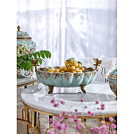 Чаша из голубого фарфора на бронзовых ножках с рисунком цветов и фигурками стрекоз Blue Garden варинант исполнения - 2 | Loft Concept в Самаре