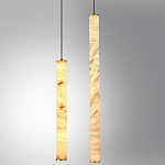 Подвесной светильник с плафоном в форме цилиндра из алебастра Cryptocrystalline Stone варинант исполнения - 3 | Loft Concept в Самаре