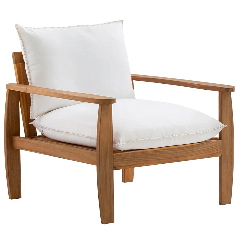 Кресло с каркасом из массива акации Melody Wooden Chair Коричневый Белый Кресло с каркасом из массива акации Melody Wooden Chair Коричневый Белый в Самаре | Loft Concept