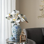 Ваза с крышкой и зелено-голубым рисунком на белом фоне 51 см Blue & White Ornament варинант исполнения - 5 | Loft Concept в Самаре